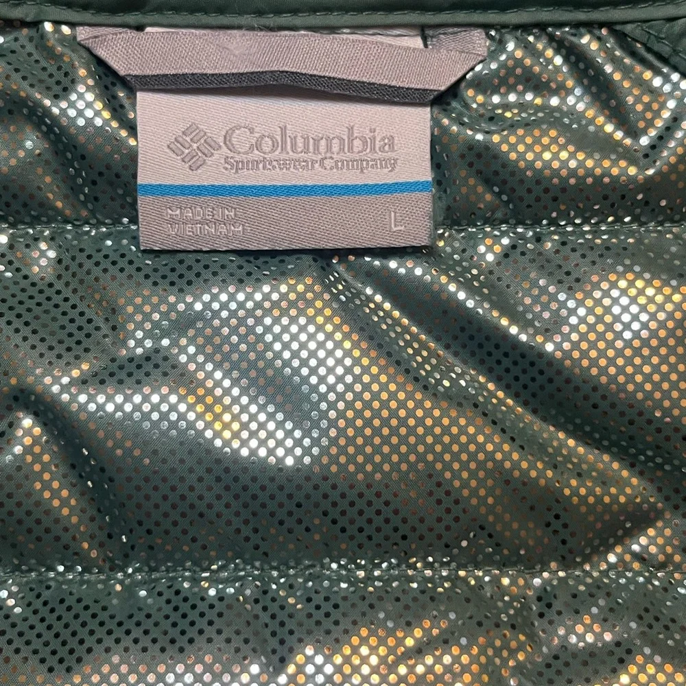 Columbia Mens Large White Out 1.0 FS Omni-Heat Jacket Green Zipper Pockets NWT